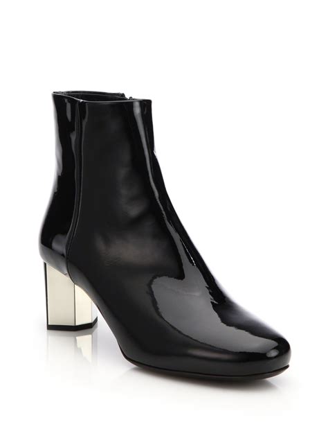 prada black patent leather ankle boots|Prada leather pointed toe boots.